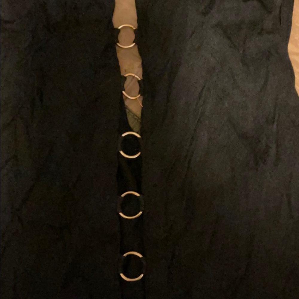 NWT black bodysuit with peek a boo front - Picture 2 of 2